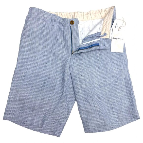 Tommy Bahama Men's Small Chambray Blue Harbor Herringbone Linen Blend Shorts - Picture 3 of 6